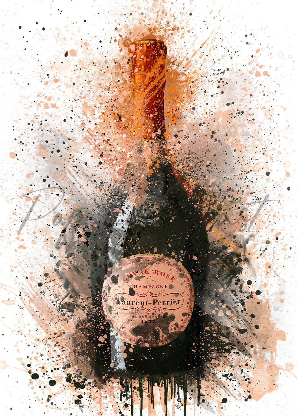 LAURENT PERRIER ROSÉ CHAMPAGNE PRINT - 'LP'